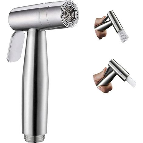Bidet portatile con 2 funzioni, doccetta in acciaio inox, spazzola idromassaggio per WC, doccetta per lavabo, soluzione igienica mobile. (1/5)