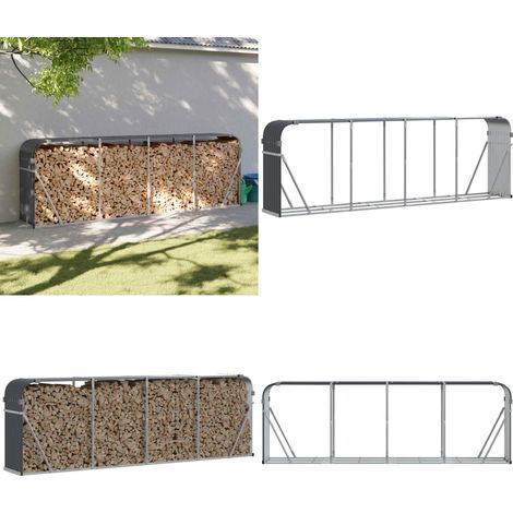 Porte-bûches anthracite 300x45x100 cm acier galvanisé - Porte-bûches - Rangement Bûches - Abri À Bûches - Bois De Chauffage - Cheminée - Home & Living (1/5)