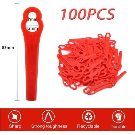 Lame Coupe Bordure,100pcs Lames en Plastique de Rechange Lame Bordure pour Jardin et Pelouse Coupe-Bordures sur Batterie (1/4)