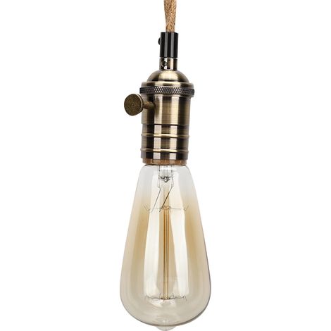 Lustre suspendu vintage à une tête en corde de chanvre, petit modèle, pour café ou bar, 85- (1/5)