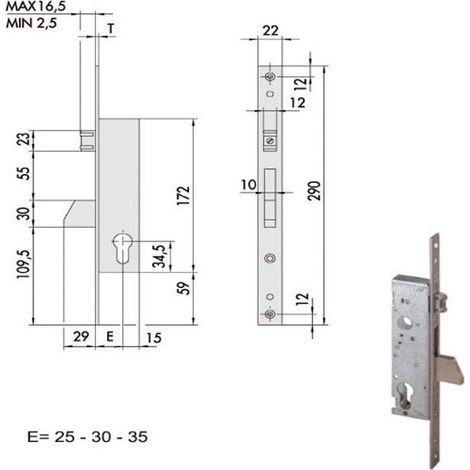 Serrure d'insertion pour montants All 46230-25-0 Cisa