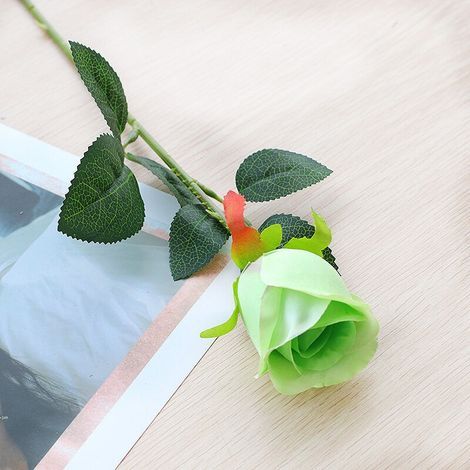 Artificial Flowers Set of 12 Artificial Roses, Decorative Silk Flowers with 48cm Single Stem, Realistic Flower for Party, Garden, Family, Hotel, Wedding Decoration, Floral Decor (Green)