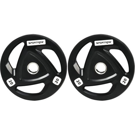 Set de 2 Disques de Poids de 20kg en Acier avec Revêtement en Caoutchouc pour Barre (1/5)
