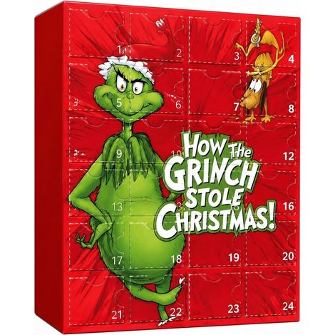 Calendrier de l'Avent de Noël en boîte surprise, pendentif animal en acrylique, 24 décorations pour sapin, cadeau Grinch (gj791-001) (1/3)
