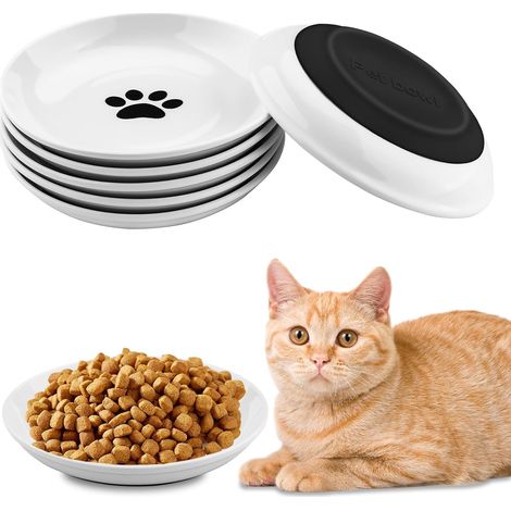 Keramik-Katzennäpfe, 6-teiliges Set mit rutschfestem Gummiboden, flache Näpfe für Kätzchen und Welpen (1/5)