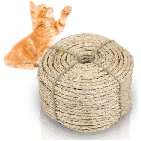 Corde en sisal naturel pour animaux de compagnie, corde en sisal résistante à l'usure pour jouets pour griffoir de chat - Décoration de jardin et bricolage, 3000 x 0,8 cm (1/5)