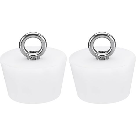 Silicone Caoutchouc Conique Bouchon 43 à 54mm Solide Baignoire Bouchon avec Anneau pour Test Tubes, Eau Tuyau, Drainage Trou, Blanc 2 Pièces (1/5)