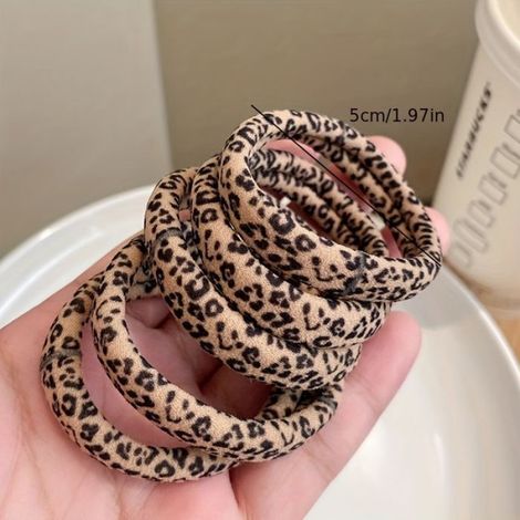 Élastique à cheveux motif léopard haute élasticité, design sans couture, doux et respectueux pour les cheveux, idéal pour un usage quotidien