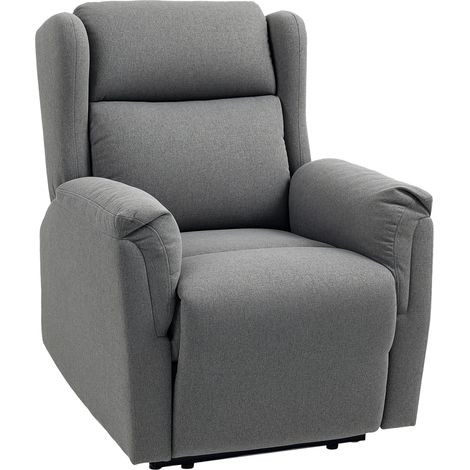Fauteuil relax inclinable en lin gris foncé avec ressorts ensachés, charge 150 kg (1/5)