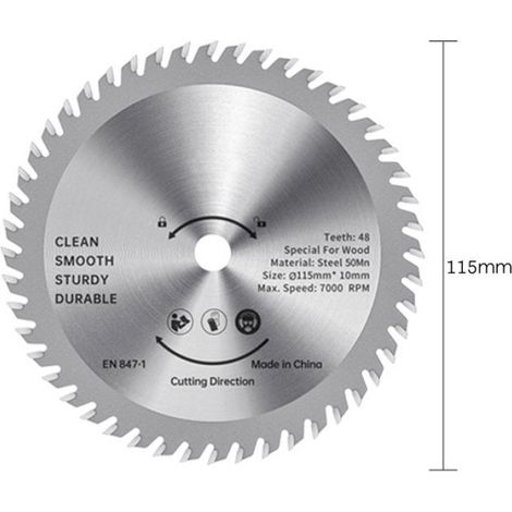lame de scie circulaire 115 mm lame de scie 48 dents Lame de scie circulaire de 115 mm TCT bricolage scie Argent (1/4)
