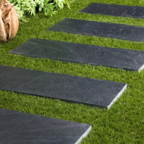 Pas japonais en pierre naturelle 80x30 cm – Couleur gris – Épaisseur 2-3 cm – Pour allées extérieures (1/2)