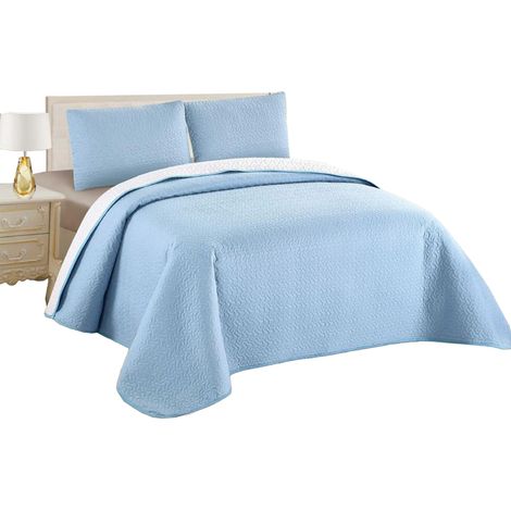 Colcha Boutis para Primavera y Verano Bicolor Reversible Liso  +  Funda Cojin - Ligera Fina Entretiempo Cama 90 180x260, 135 220x260, 150 240x260 cm (1/5)