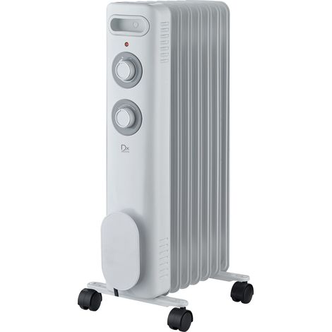 Dx 811501 - Radiateur bain d'huile  ATOME gris clair 1500W   - Thermostat mécanique
