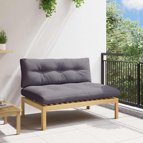 vidaXL  Middle Sofa Unit  Light Acacia and Dark Grey 120 x 80 x 82 cm