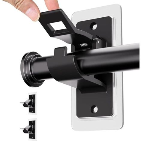 Aste per tende nere regolabili per bagni, soggiorni e cucine, set da 8 pezzi, facili da installare senza bisogno di forare. (1/5)