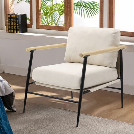 Linen Armchair with Thick Cushion (1/5)