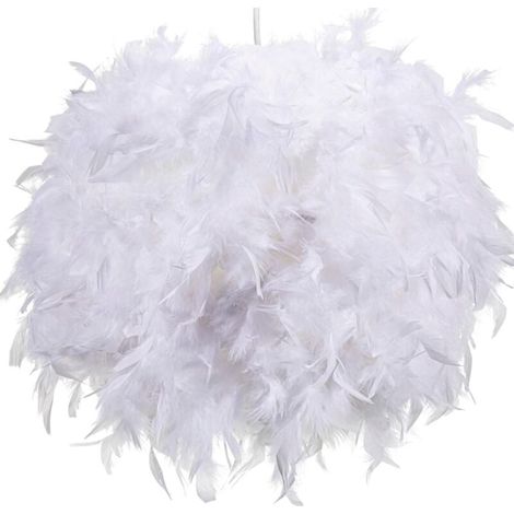 Abat-jour en plumes blanches de 30 cm, suspension, abat-jour pour lampe de table, abat-jour pour lampadaire, abat-jour en plumes douces pour salon (1/4)