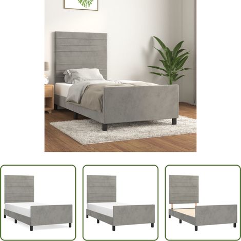 Kopfteil - Bettgestell ohne Matratze Hellgrau 80x200 cm Samt (1/5)