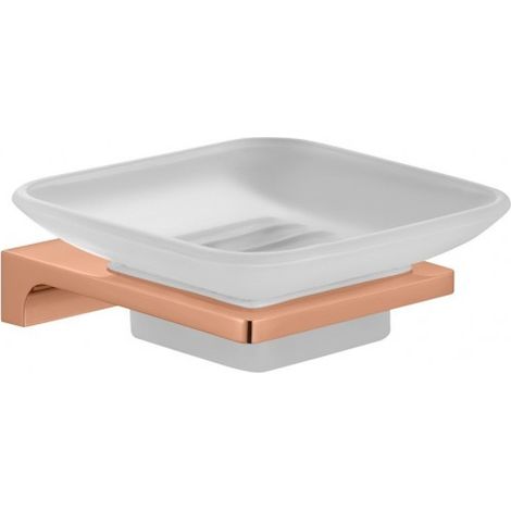 Porte-savon mural NIL en verre et laiton rose gold poli 11,05x10,3x4,25 cm (1/2)