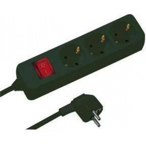 Multiprise - 3 Prises - 16 A - 3500 W - Interrupteur Marche/Arrêt - Câble 1,4 M - Noir