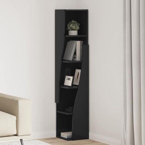 vidaXL Meuble d'angle Noir 27,5x27x140cm Bois d'ingénierie