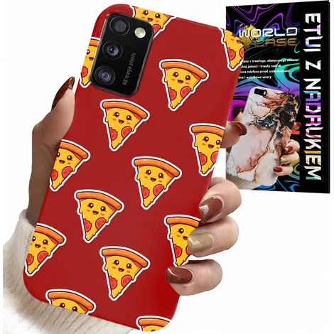 Custodia per Samsung Galaxy A41 - fantasia con una pizza allegra su sfondo rosso (1/5)