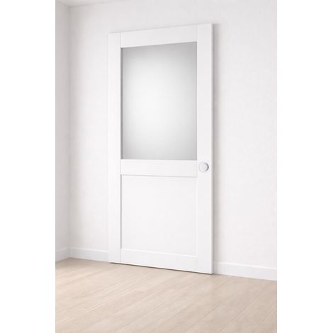 Porte Coulissante Athena Blanc H204 X L73 Cm, Coquilles Blanc Gd Menuiseries