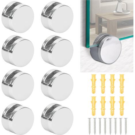 Pcs Zinc Alloy Mirror Clips Wall Mount for Mirror and Glass 3-7mm Thick, with 8 Stainless Steel Screws and 8 Dowels (1/5)