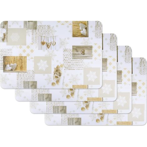 Set de table imprimé Noël Snow white, Napperon pour salle à manger, Tapis de table à manger, rectangulaire, 4 pièce, 45 x 30cm, 59067 (1/5)