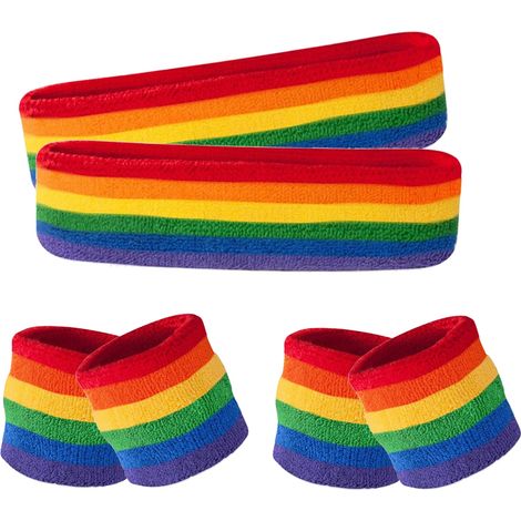Bracelet arc-en-ciel pour le sport, absorbant la transpiration, idéal pour le basketball, en polyester et coton. (1/5)
