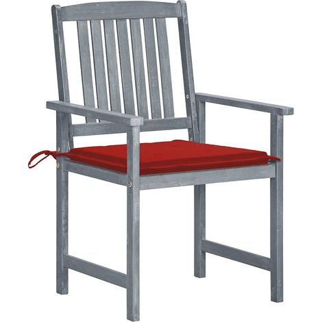 Chaises de jardin et coussins lot de 8 Chaises d'extérieur Bois acacia solide Gris (1/5)