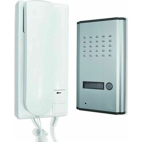 KIT CITOFONO MONOFAMILIARE CORNETTA 2 FILI APRIPORTA CANCELLO DA INTERNO ESTERNO (1/5)