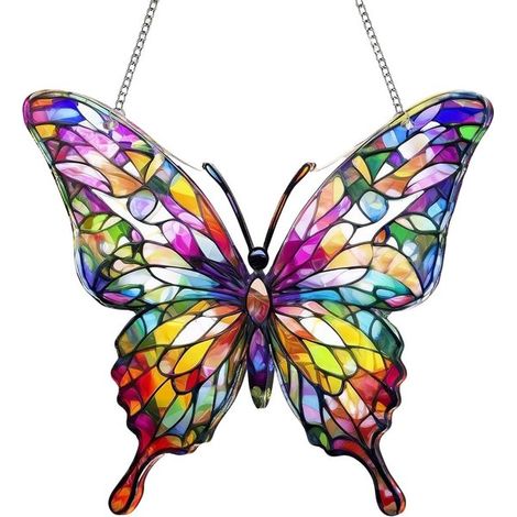 Cadran solaire papillon coloré avec chaîne en fer pour fenêtres, terrasses et jardins, un cadeau idéal pour toute occasion. (1/5)