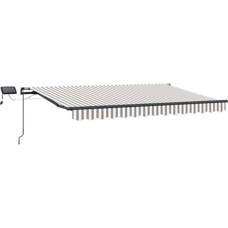 Retractable Awning Light Grey and White 350 x 250 cm Fabric vidaXL