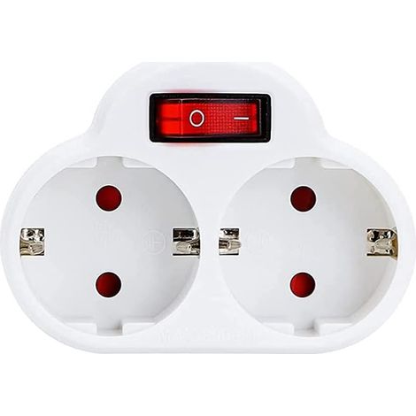 Sockets with Schuko switch connector 2 layers of white double socket, vertical double connector – Vertical (1) (1/4)