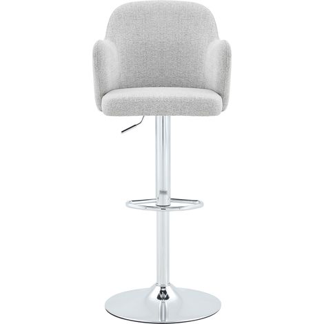 ELVMI Lote de 2 Taburetes de Bar Ajustables con Reposabrazos, Giro de 360 Grados, Tejido Textura Lino, Gris Claro (1/5)