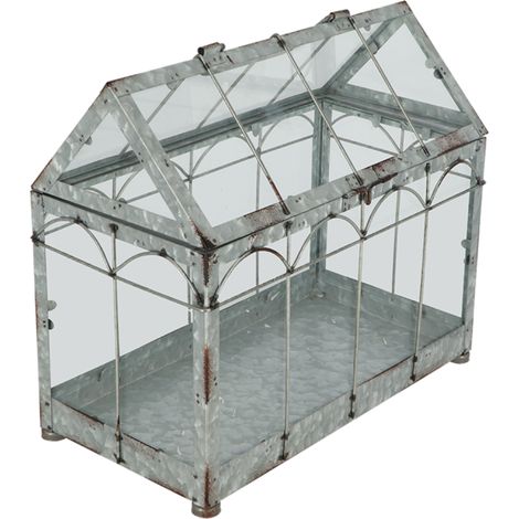 Esschert Design – Mini serre fer et verre 36 cm – Serre de balcon pour petites plantes – Design compact et élégant – Idéale pour intérieur