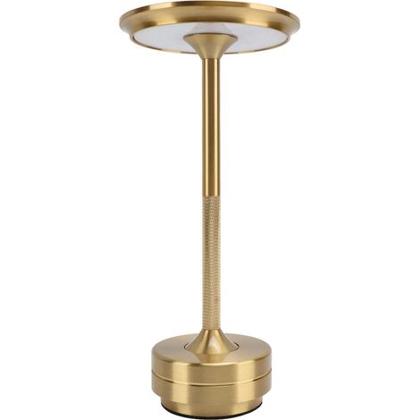 Lampe de table sans fil LED rechargeable, 3 couleurs, intensité variable, tactile, idéale pour les tables de chevet, les restaurants, les bars et la maison (couleur or). (1/5)