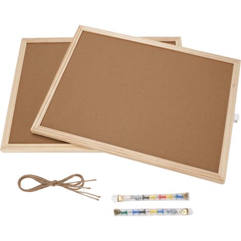 2 tableaux liège 30x40cm cadre bois – Mural bureau décoratif suspension épingle avis mémo, organisation (1/5)