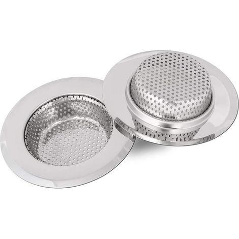 Lot de 2 Filtre, Diamètre 90mm, Acier Inoxydable, Maille Dense, Cuisine Salle De Bain