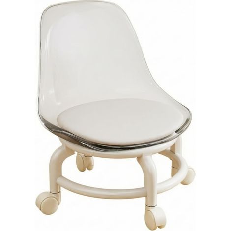 Transparent Acrylic Shell Chair with Upholstered Low Chair with Compact Casters, Suitable for Children, Apartments, etc. (1/5)