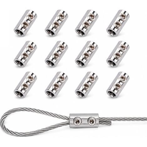 12 Pièces Pince à Câble Double Trou, Serre-Fil Métallique 1,5-2 mm (1/5)