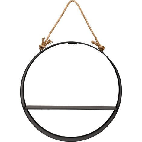 Etagère murale sphère en métal coloris noir - Dim : L.54,5 x l.10 cm -PEGANE (1/3)