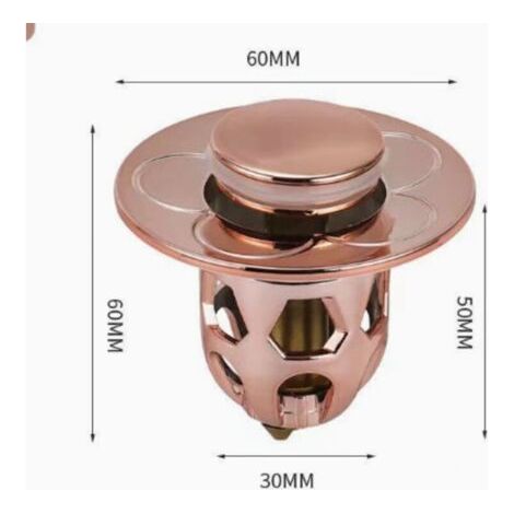1 Pièces Bonde de Lavabo Universel Pop Up,Bonde de Lavabo Pop-Up avec Filtre Anti-Clogging,Flitre de Vidange Anti-Bloqué,Bouchon Baignoire，or rose (1/4)