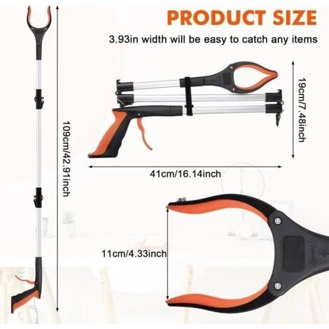 Pince Ramasse Objet pour Adulte,109cm Outils de Ramassage avec Pince Magnétique et tête Rotative,Pince pour Ram PINCE DE PREHENSION (1/3)