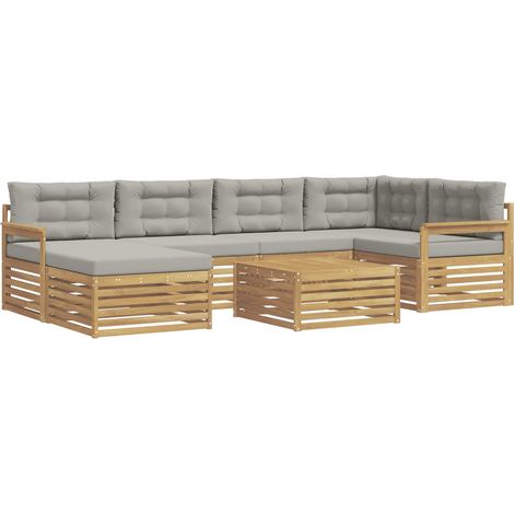 Set di divani da esterno 7 pz Bianco e Grigio Chiaro vidaXL (1/5)