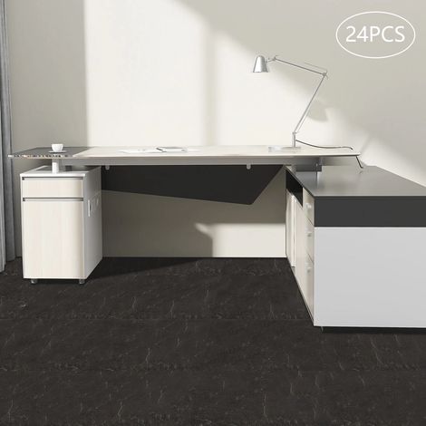 24pcs sol auto - adhésif, PVC imperméable à l'eau, carrelage de sol ignifuge, adapté pour le marbre, bois, terrasse, sol en ciment, 60  30 cm