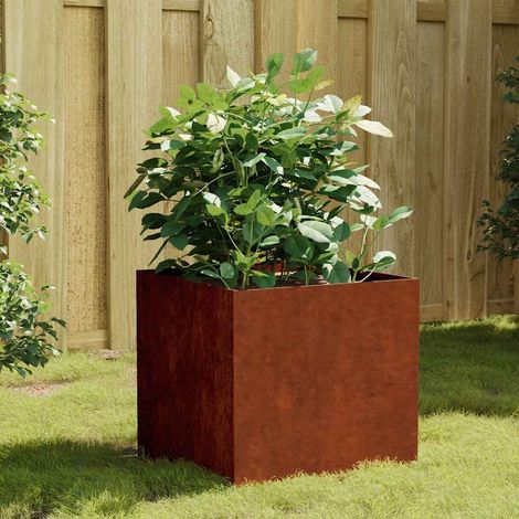 Jardinière Bac A Fleur 40x41x40 cm acier corten 74837 (1/5)
