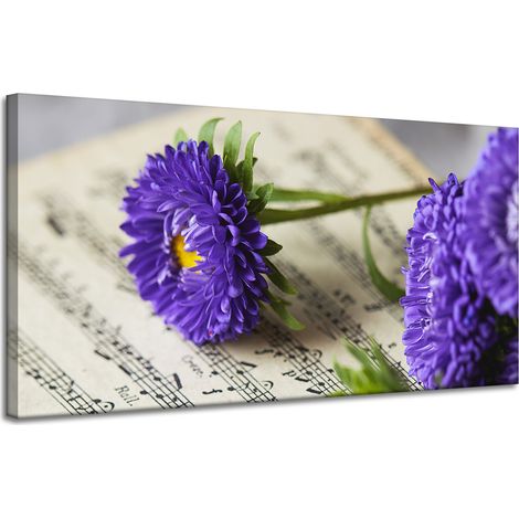 Leinwanddruck „Musikblume auf der Partitur“ 120x60