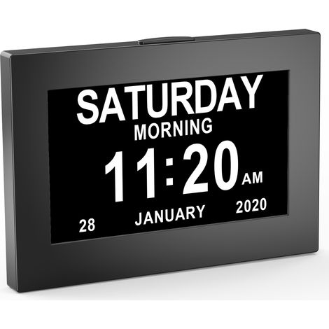Horloge calendrier numérique One Piece 8 pouces avec date et heure, touchable horloge Alzheimer pour parents, rappel de médicaments pour grands-parents et enfants - Noir - 26 18 2.2cm (1/4)